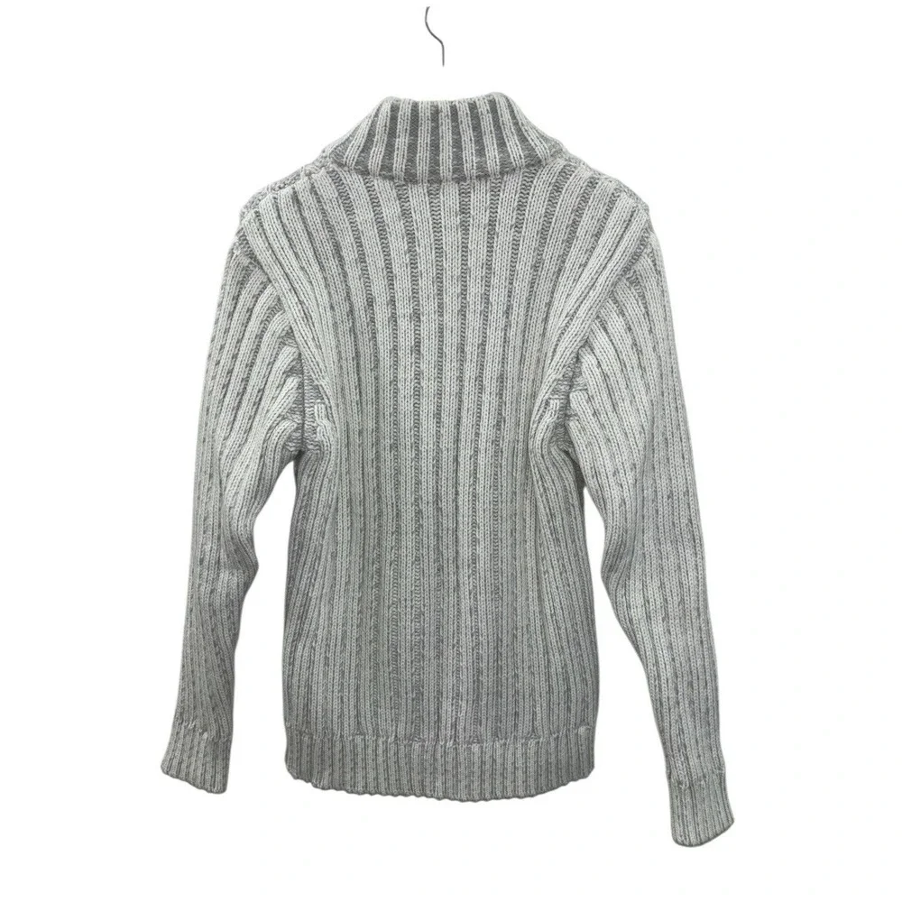 Estare Mens XI Gray White Diamond Cable Knit Wool Blend Toggle‎ Sweater MockNeck - Picture 3 of 8